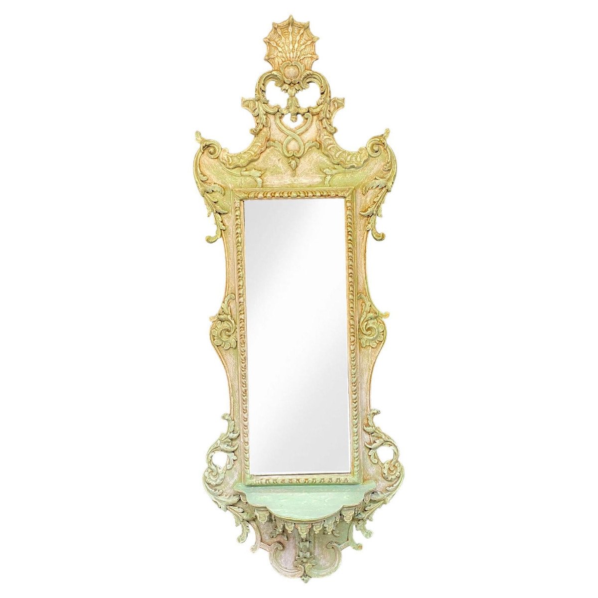 Old Italian Mirror In Carved And Patinated Wood Circa 1900-photo-2
