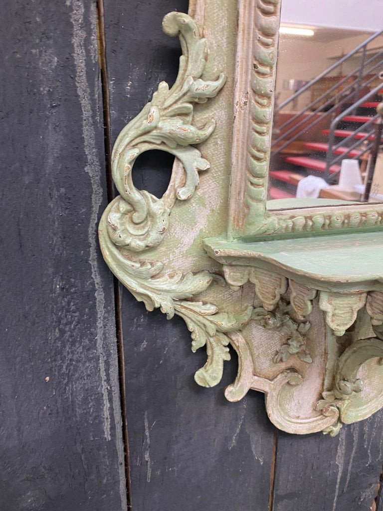 Old Italian Mirror In Carved And Patinated Wood Circa 1900-photo-1