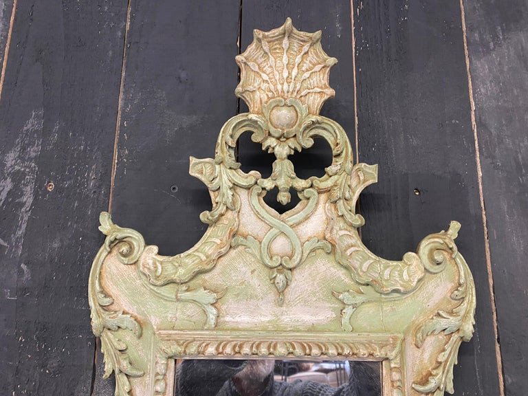 Old Italian Mirror In Carved And Patinated Wood Circa 1900-photo-7