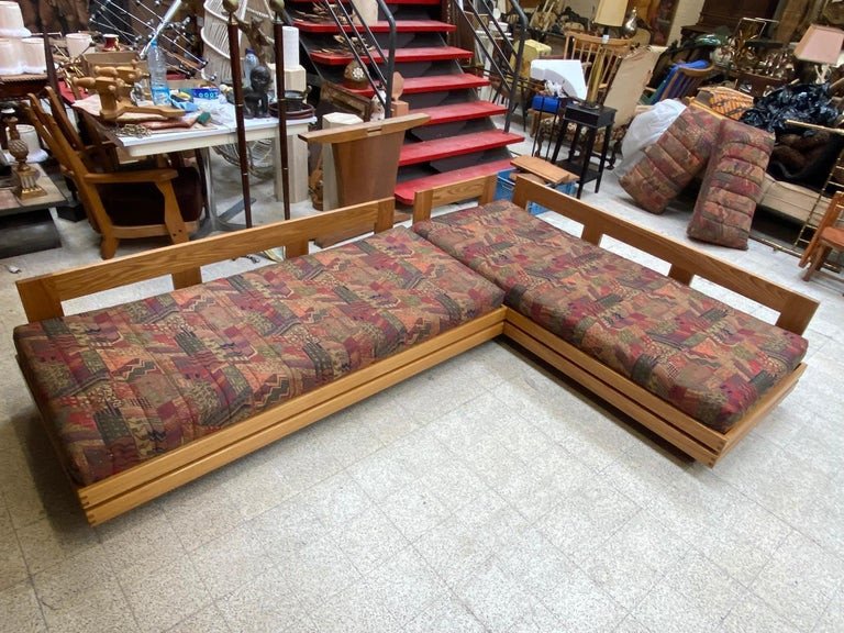 Maison Regain, Large Corner Sofa In Elm Circa 1970-photo-6