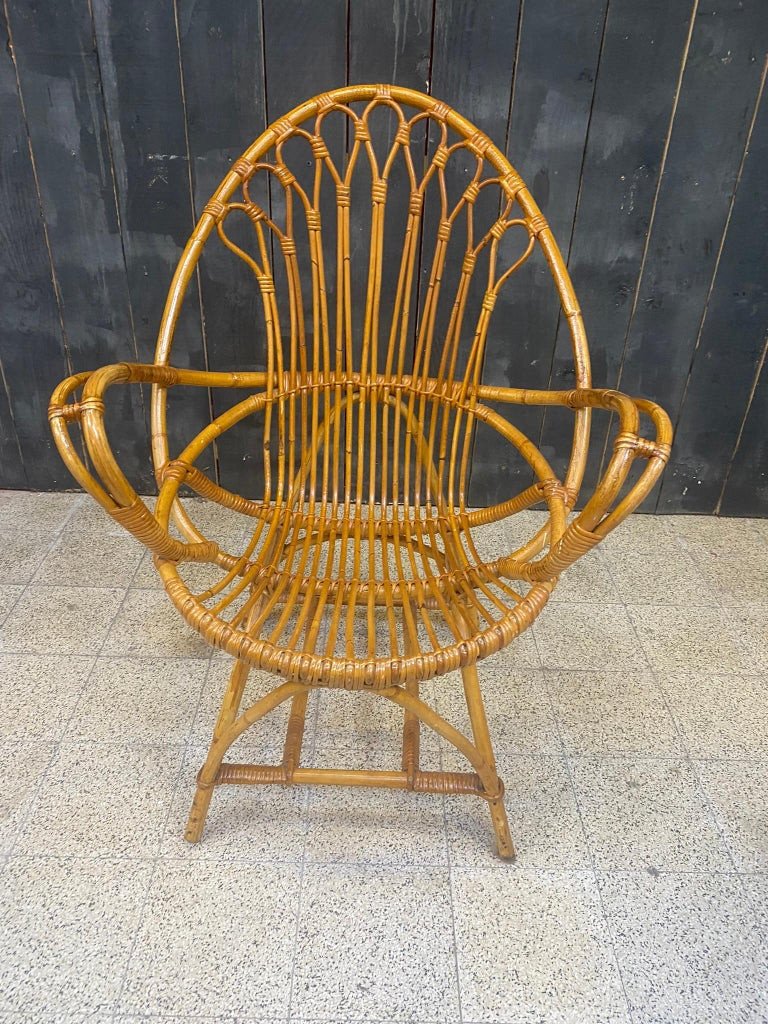 2 Bamboo Armchairs Circa 1950-photo-3