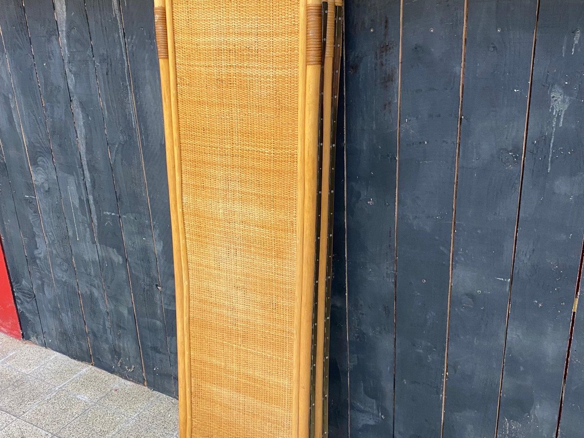 Large Rattan And Bamboo Screen Circa 1970-photo-4