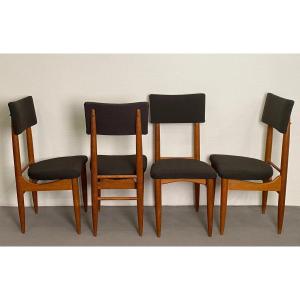 Guillerme Et Chambron, Suite Of 4 High Back Chairs, Edition Votre Maison Circa 1960