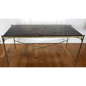Maison Baguès, Living Room Table In Bronze And Lacquer Circa 1960