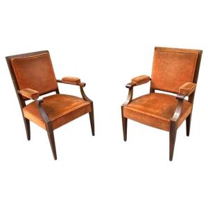 Two Art Deco Armchairs In The Style Of André Arbus Circa 1940