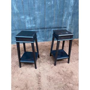 Pair Of Pedestals In Blackened Beech Circa 1950/1970 