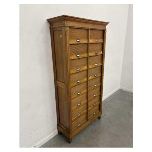 Large File Cabinet Including 16 Lockers Opening With Fine Oak Shutters Circa 1930