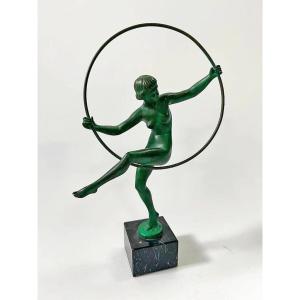 Briand (20th Century) Atelier Le Verrier, Art Deco Sculpture In Patinated Metal Circa 1930