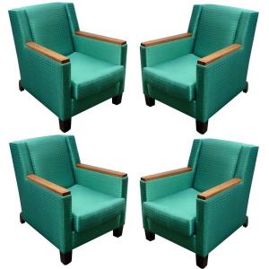  André Domin And Marcel Genevrière. 4 Art Deco Armchairs, For Maison Dominique Circa 1930