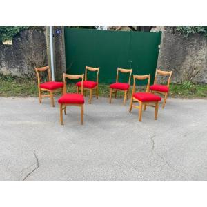 Guillerme Et Chambron , 6 Chaises "marie Claire" Edition Votre Maison Circa 1970