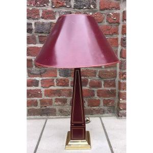 Paire De Lampes "obélisques" En Bois Laqué Circa 1970