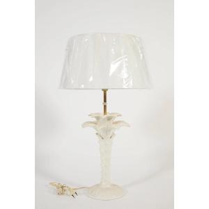 In The Style Of Tommaso Barbi. Palm Tree Shaped Ceramic Table Lamp Circa 1970