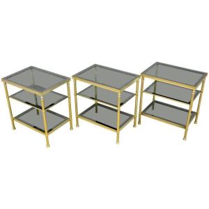 3 Tables d'Appoint Ou Bout De Canapé Style Maison Baguès Circa 1970