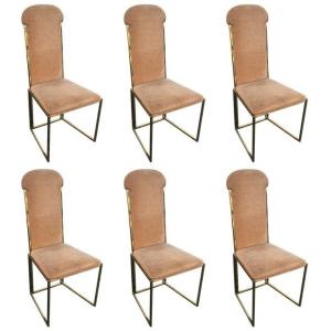 Set Of 6 Brass Chairs Circa 1970 Romeo Rega Style 