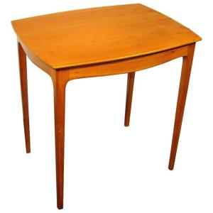 Elegant Cherry Wood Side Table, Opening With A Drawer Circa 1960