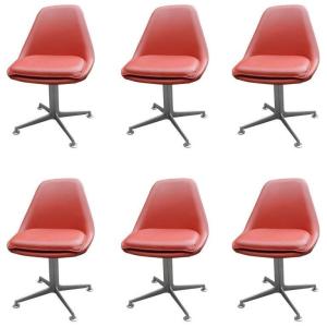 Set Of 6 Designer Swivel Armchairs, Circa 1960/1970