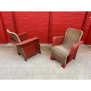 Pair Of Art Deco Rattan Armchairs Circa 1930