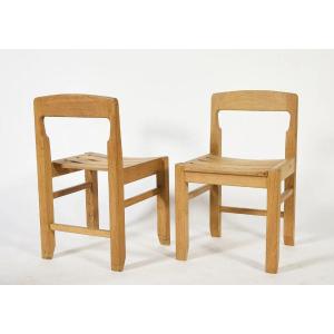 Guillerme Et Chambron , Rare Paire De Chaises  " Edition Votre Maison Circa 1970/1980