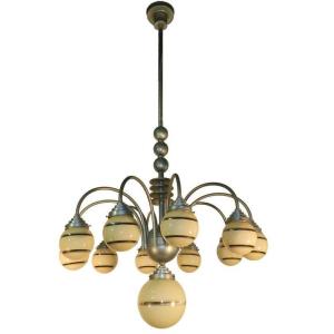 Large Art Deco Modreniste Chandelier Circa 1930/1950