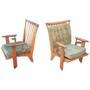 Guillerme Et Chambron, Pair Of Armchairs Edition Votre Maison Circa 1970