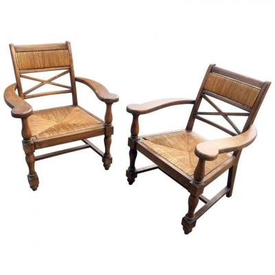 Pair Of Interesting Classic Neo Armchairs, Circa 1940