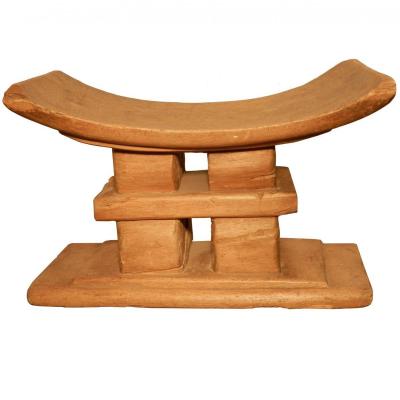 African Work, Old Carved Wooden Seat, Wear Of Use