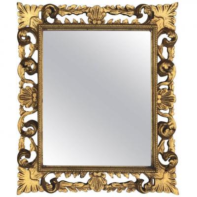 Neo Baroque Mirror In Golden Wood Circa 1950