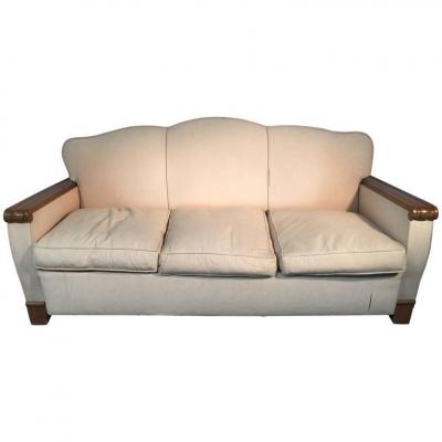 Gaston Poisson, Rare Sofa Art Deco 3 Places In Mahogany, Circa 1930