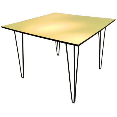 Lacquered Iron Table, Covered Laminate Tray Circa 1950