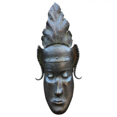 Heyndrickx, Bronze Art Deco Mask, Signed And Dated 1941