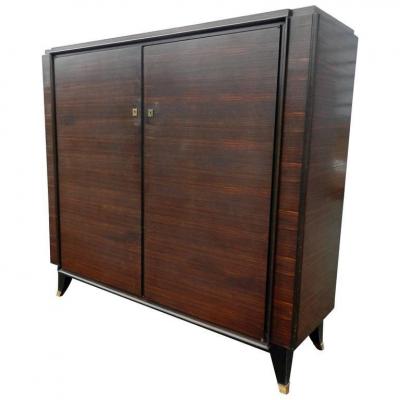 Rosewood Wardrobe, Art Deco Period, In The Style Of Jules Leleu, Circa 1930