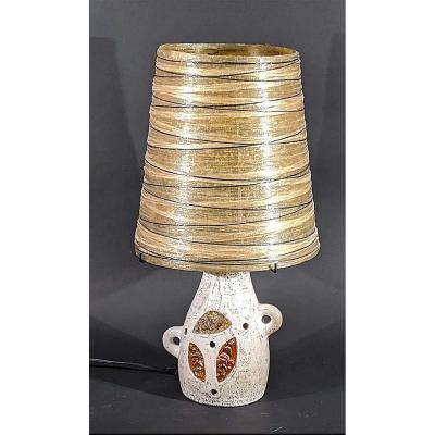 Accolay, Vintage Ceramic Lamp With Its Original Resin Shade, Circa 1950/1960