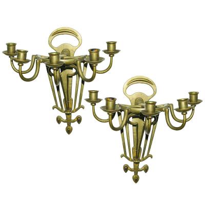 Rare Pair Of Jugenstil Wall Lights In Bronze End XIX All Debut XX Eme,