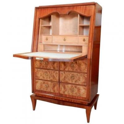 "rene Drouet (attributed To) Secretary Art Deco Period, Mahogany And Thuja Burl Circa 1930