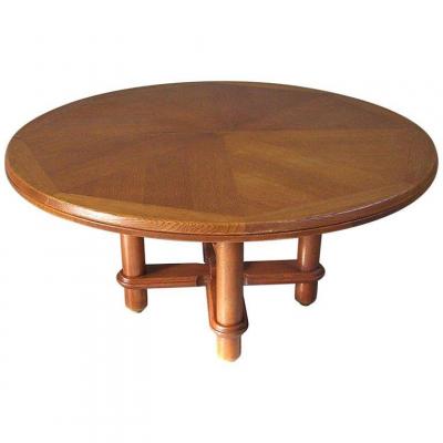 Guillerme Et Chambron, Large Table (145cm Diameter) Victorine Model, Circa 1970