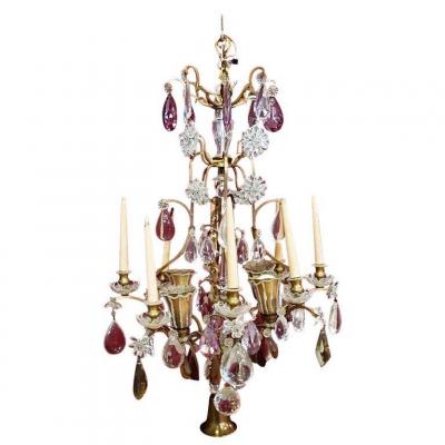 Maison Bagues, Charming Large Chandelier (120 Cm) In Bronze And Crystal, Circa 1950
