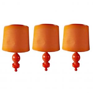 Philippe Capelle 3 Popdesign Wall Lights In Lacquered Wood, Circa 1970