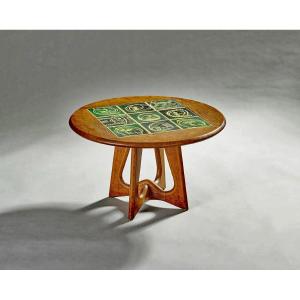 Guillerme And Chambron, Oak Pedestal Table, Dankowski Tiles 