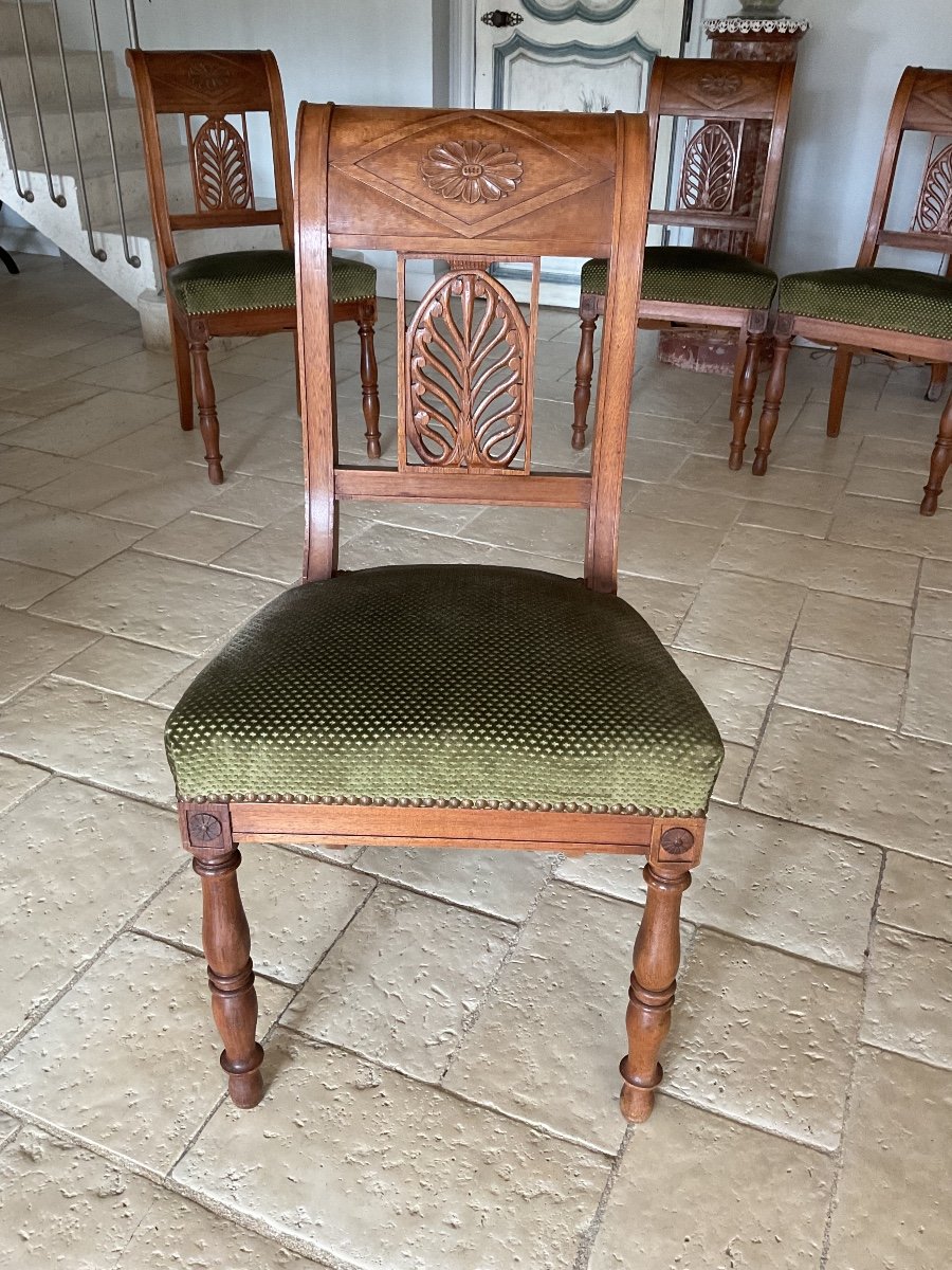 Suite Of 4 Directoire Chairs In Blond Mahogany-photo-3