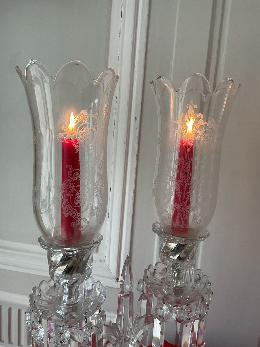 Pair Of Girandoles With 2 Arms Of Lights From Maison Baccarat-photo-3