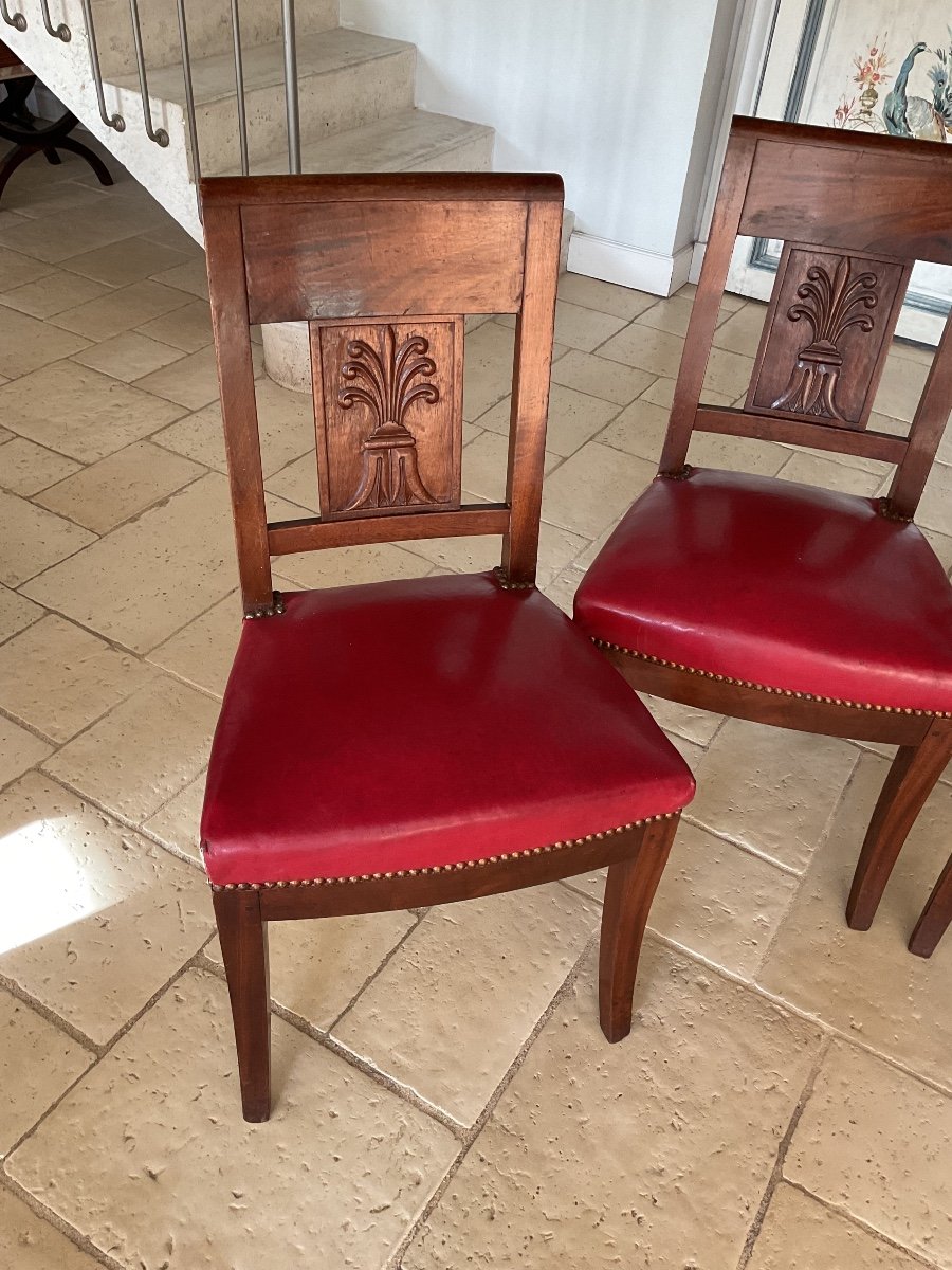 Suite Of 4 Restoration Chairs In Mahogany And Mahogany Veneer-photo-2