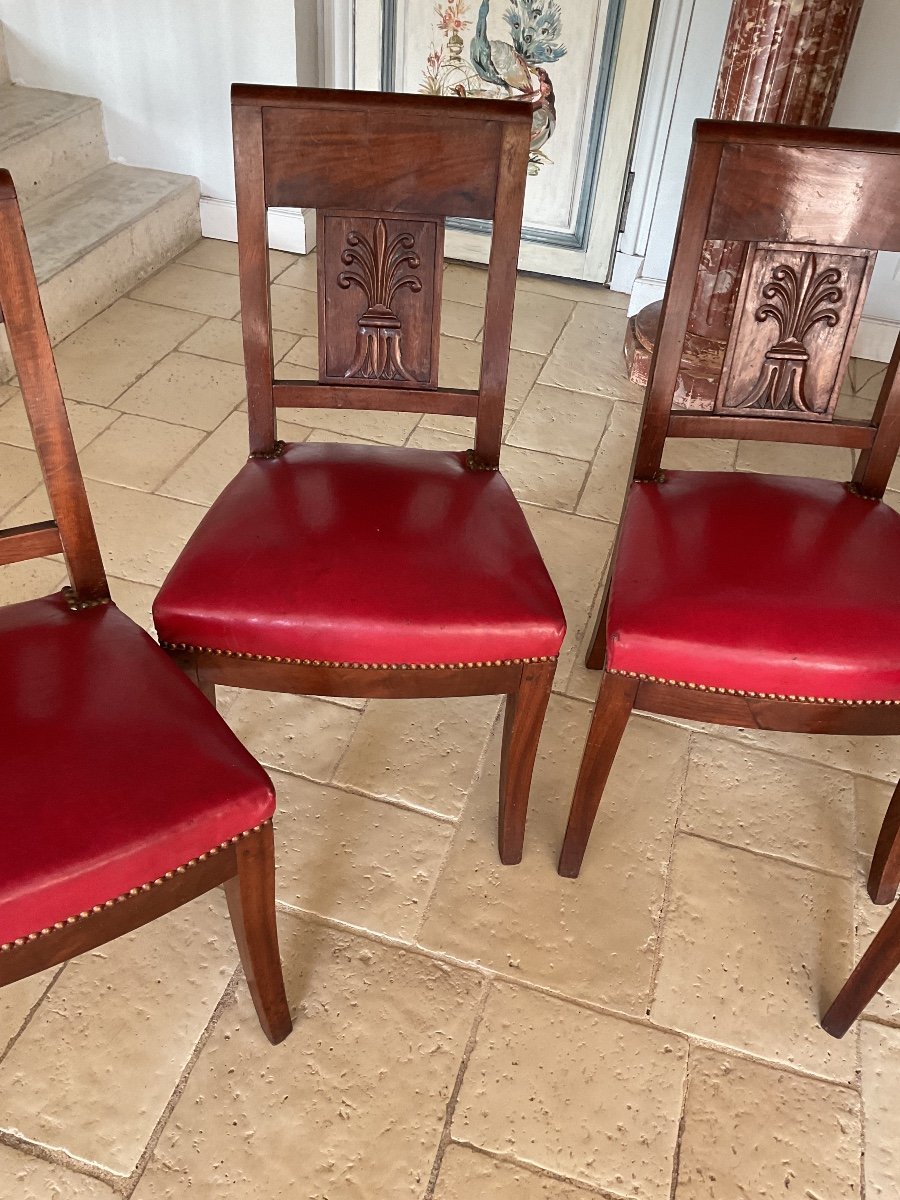 Suite Of 4 Restoration Chairs In Mahogany And Mahogany Veneer-photo-3