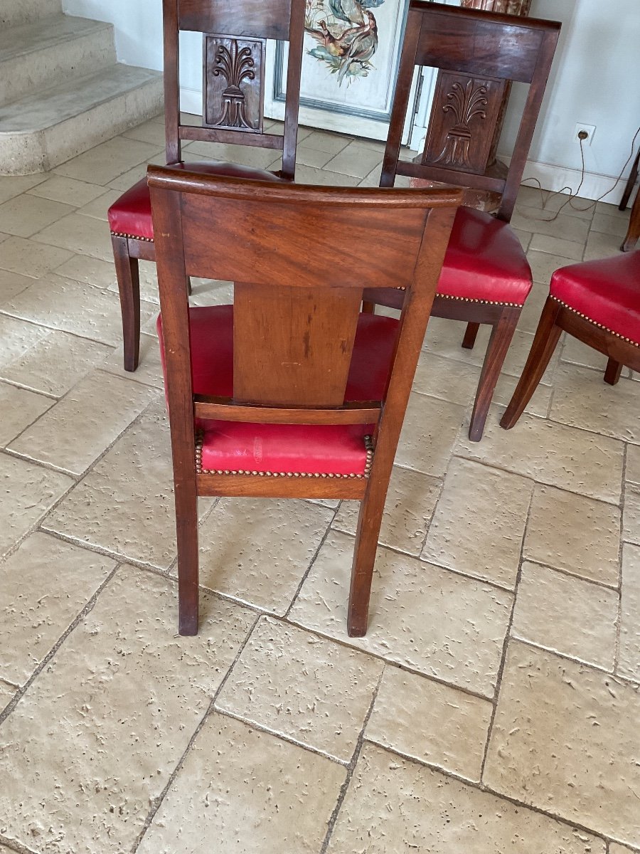 Suite Of 4 Restoration Chairs In Mahogany And Mahogany Veneer-photo-5