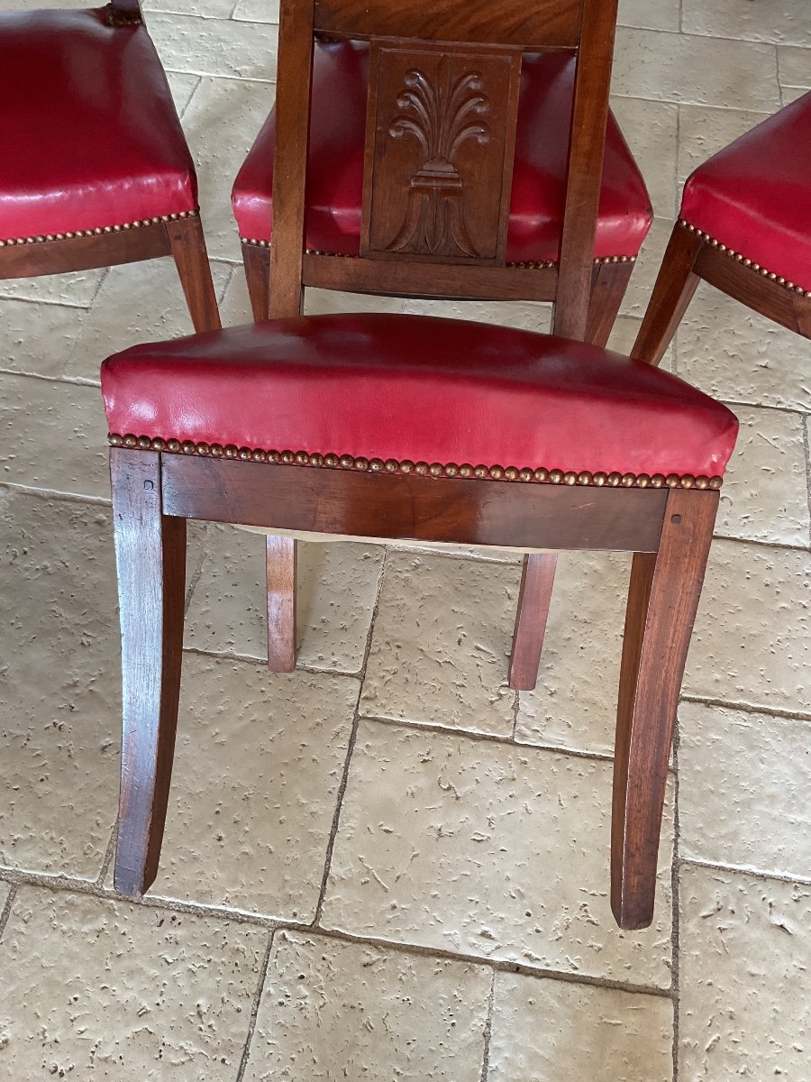 Suite Of 4 Restoration Chairs In Mahogany And Mahogany Veneer-photo-7