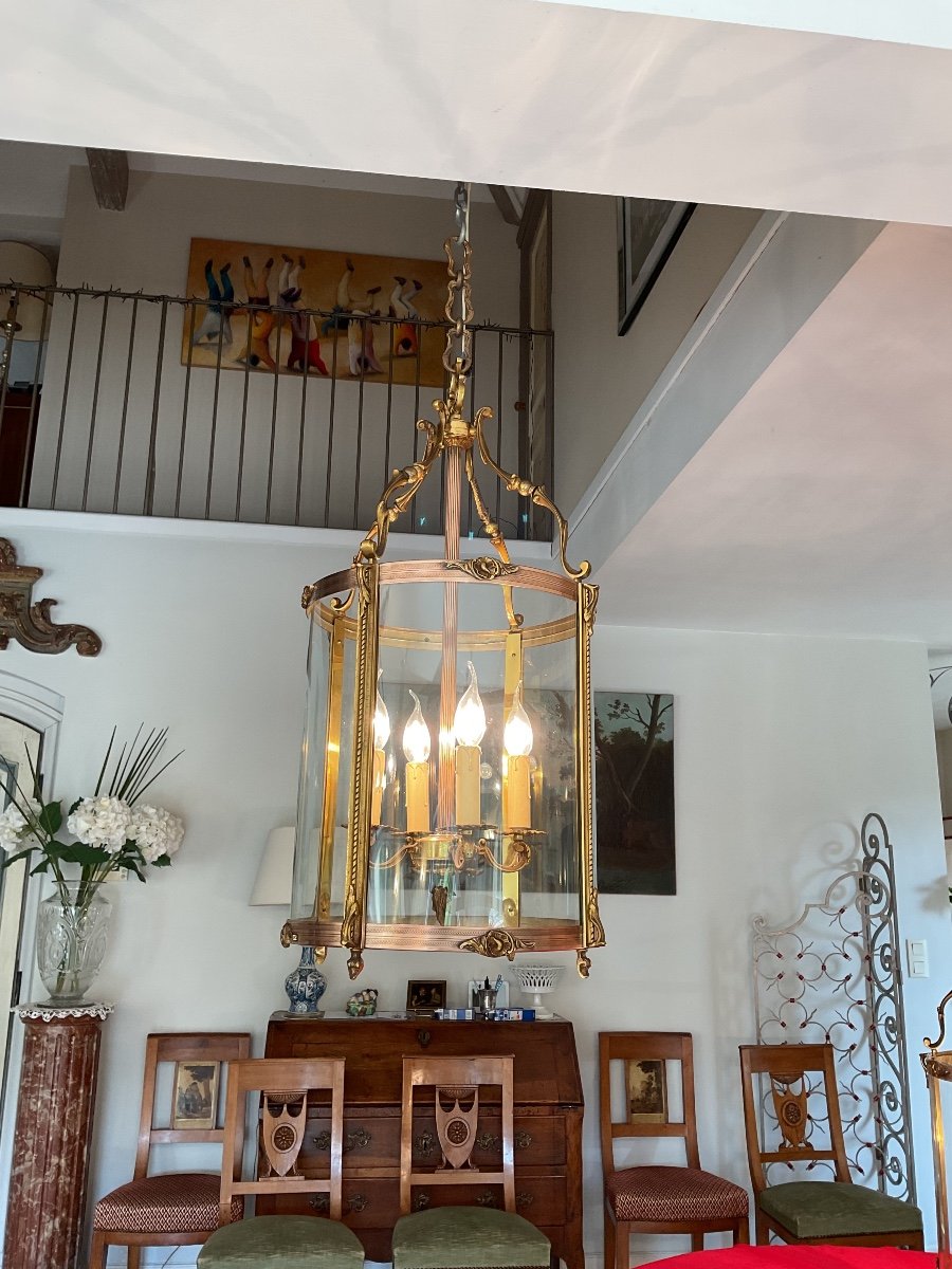 Pair Of Important Gilt Bronze And Brass Hall Lanterns -photo-6