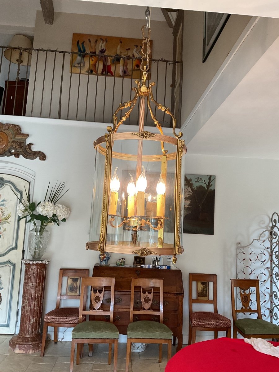 Pair Of Important Gilt Bronze And Brass Hall Lanterns 