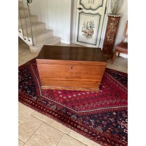 Pretty Slightly Conical Travel Trunk In Camphor Wood 19th Century