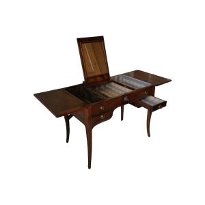 Large Tansition Dressing Table Forming Desk In Walnut Wood 