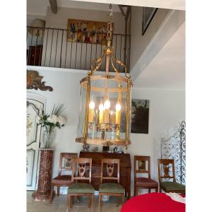 Pair Of Important Gilt Bronze And Brass Hall Lanterns 