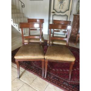 Suite De 4 Chaises En Acajou De Cuba 